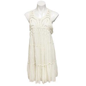 Zara White Macrame Sleeveless Dress NWT
